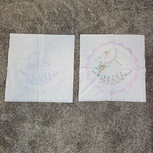 Vintage Nojae of Fairway Quilt Blocks Two Lady Parasol Started Project